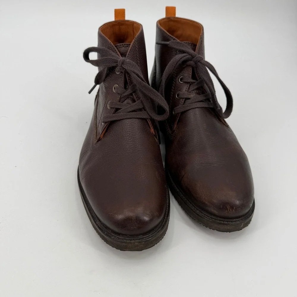 Tommy Bahama Mens Dark Brown Pebbled Leather Chukka Lace Up Boots Rugged Durable
